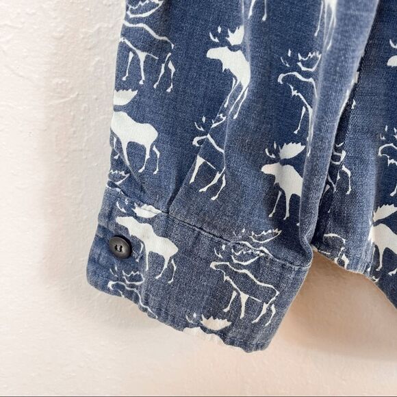 TRUE GRIT Woman’s Moose Blue Button Down Top Size M - Picture 7 of 10